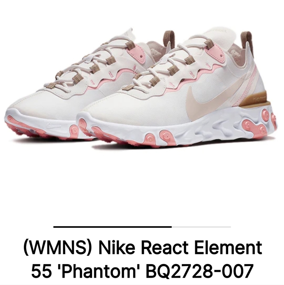 Nike React Element 55 'Phantom' Cream/Pink Barbiecore US Size 7